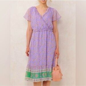 LC Lauren Conrad Lavender Floral Midi Dress Size M